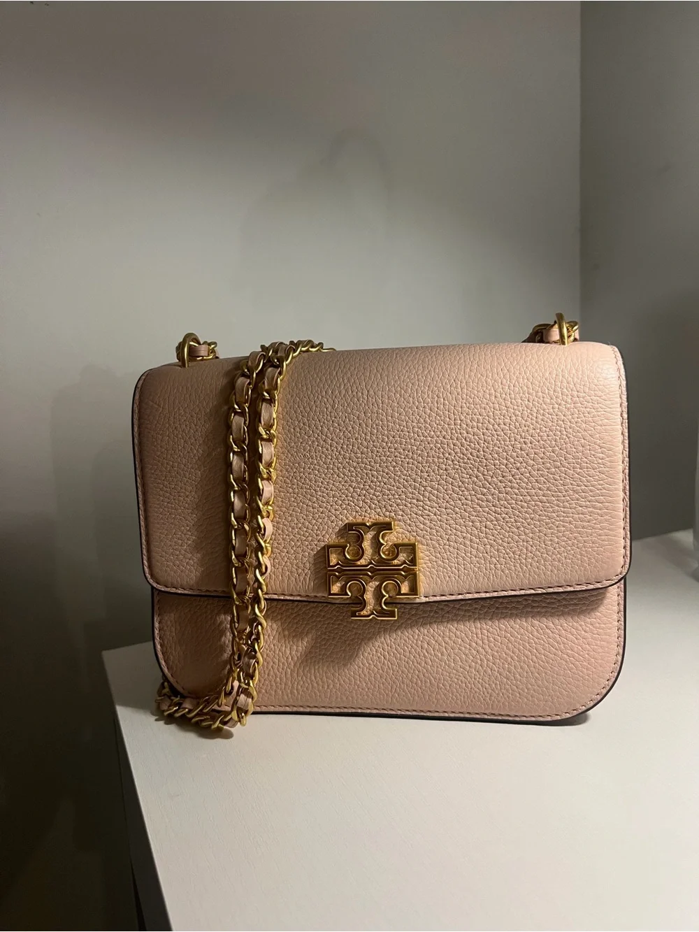 Tory burch Britten pink pebbles leather shoulder bag